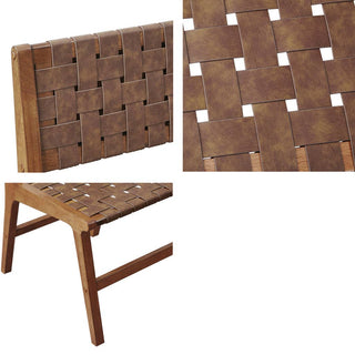 Brown Faux Leather Woven Dining Chairs