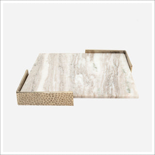 Marble tray with hammered Gold-toned End Brackets
