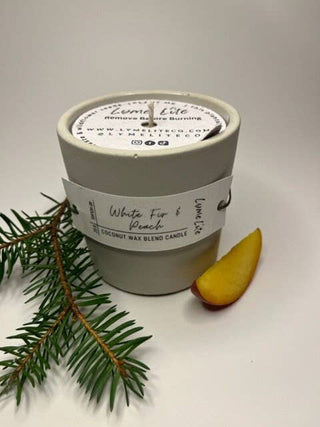 White Fir & Peach, Handmade Concrete Candle | 9oz