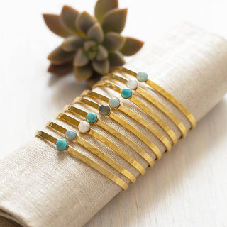 6mm Aquamarine Hammered Cuff Bracelet