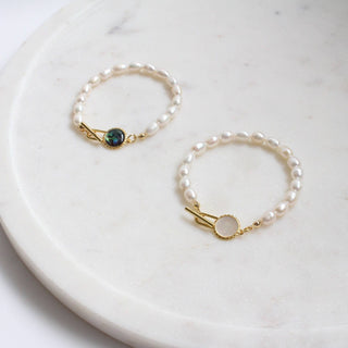 Natural Abalone Bracelet, Beaded Pearl Bracelet
