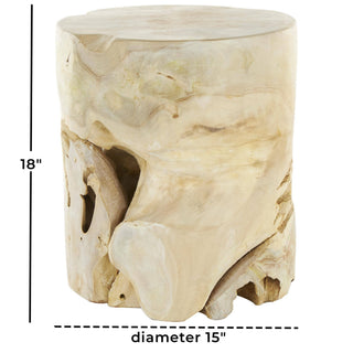 Organic Light Brown Teak Wood Accent Table