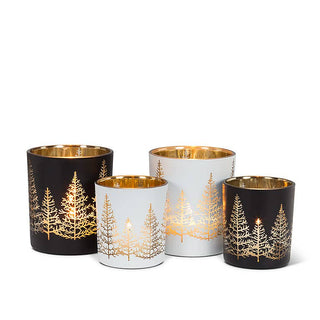 Sm Wht/Gold Tree Tealight-3"H