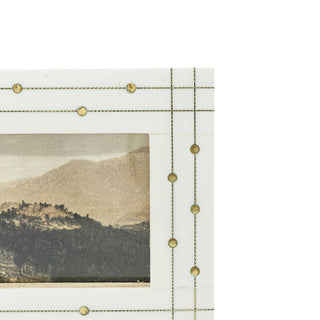 4x6 Elise White Resin Photo Frame With Brass Inlay