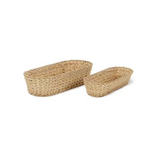 Large Oval Water Hyacinth Baskets - Natural