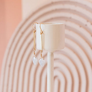 Moonstone Bar Drop Earrings Rainbow Moonstone Long Earring