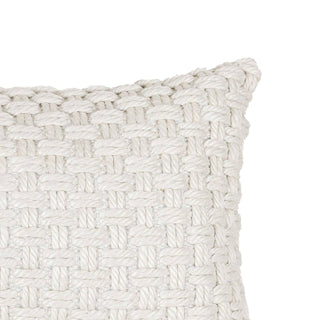 16x24 Hand Woven Knotted White Pillow