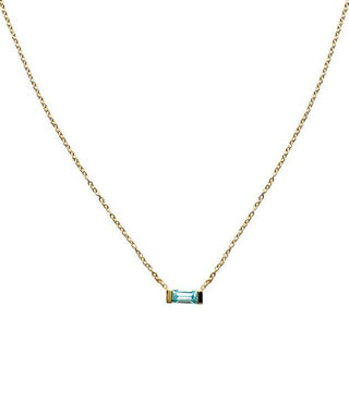 24k gold vermeil necklace with single baguette set stone