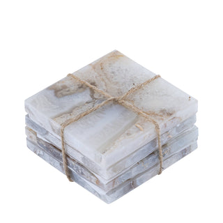 Set of 4 White Agate Coasters