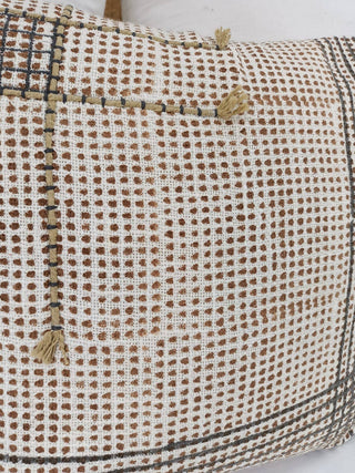 Checkered hand block printed throw pillow cover With insert