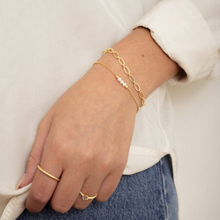 3 Pearl Bracelet - 14k gold plate over silver