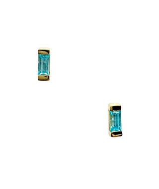 Gold Baguette Stone Stud Earrings