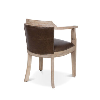 Natural Wood & Leather Arm Chair