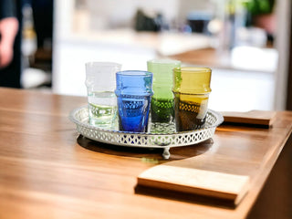 Moroccan Hand Blown Glassware Large - Set of 2, Recycled Glass.