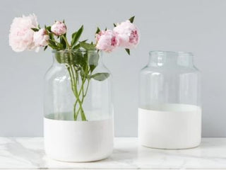 White Color Block Large Mason Jar