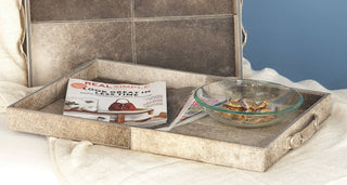 Large Gray Cowhide Tray