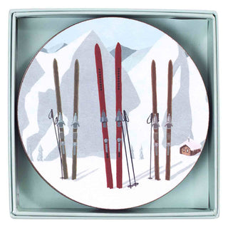 NORDIC SKI Round Coasters, Set of 4