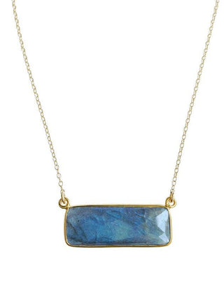 24k gold vermeil Rectangular faceted stone necklace
