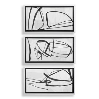 Abstract Black & White Wall Art in White Frames, sold individually
