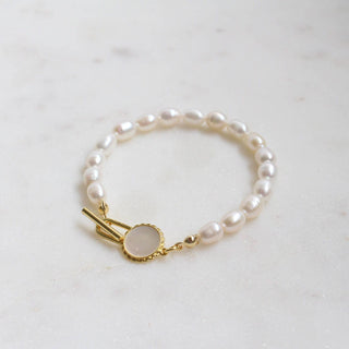 Natural Abalone Bracelet, Beaded Pearl Bracelet