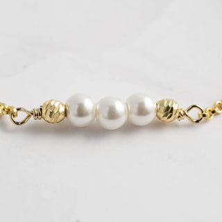 3 Pearl Bracelet - 14k gold plate over silver