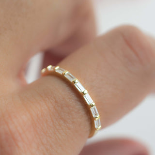 Quartz Crystal Baguette Ring - 14k gold plate over sterling silver