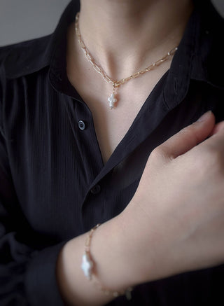 Cross Baroque Pearl Necklace