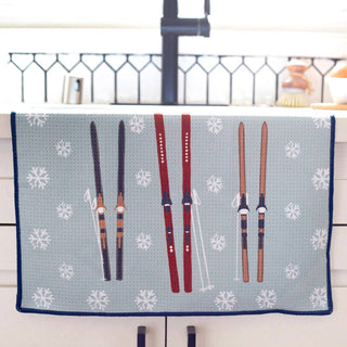 NORDIC SKI blu Kitchen Tea Towel