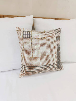 Checkered hand block printed throw pillow cover With insert