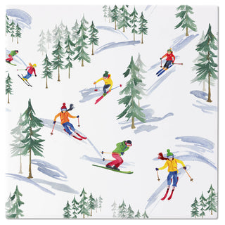 8" Down The Slope Ceramic Trivet Christmas