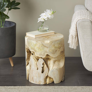 Organic Light Brown Teak Wood Accent Table