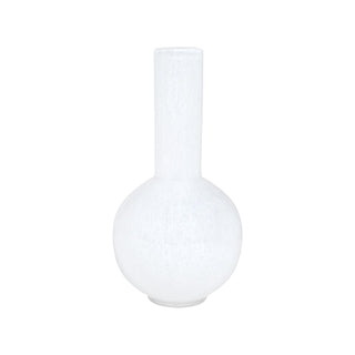 White Art Glass Vase with Small Gold Handle