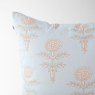 Elodie Sky Floral Block Print Pillow Cover