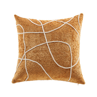 Camel Chenille fabric with chic irregular pattern in white braid