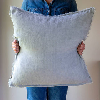 24x24 Lina Linen Pillow Flint Grey