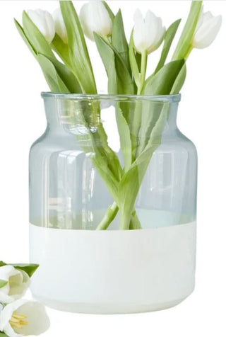 White Color Block Medium Mason Jar
