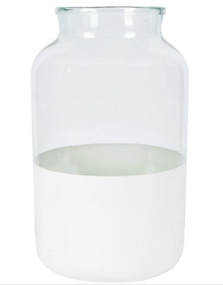 White Color Block Large Mason Jar