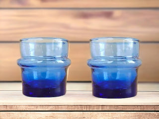 Handblown Glasses, Set of 2  Glasses, Recycled Clear Tumbler from Coca Cola Bottles, Sustainable, handmade, Handblown Glass, Coloured glass, Set 9 of 2 Moroccan Recycled Glass Cups: Blue