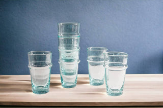Moroccan Hand Blown Glassware Large - Set of 2, Recycled Glass.