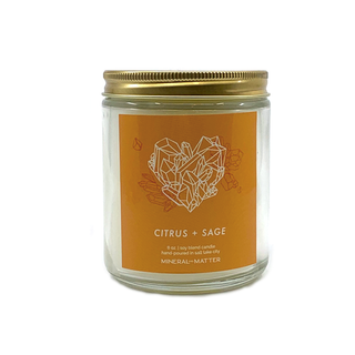 Citrus and Sage Crystal Heart Candle