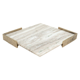Marble tray with hammered Gold-toned End Brackets