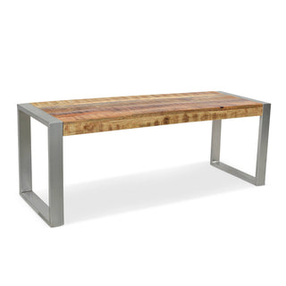 Reclaimed Wood Bench With Silver Metal Legs.
