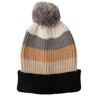 PICCADILLY BLACK TAN Stripe Knit Beanie