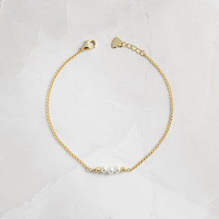 3 Pearl Bracelet - 14k gold plate over silver