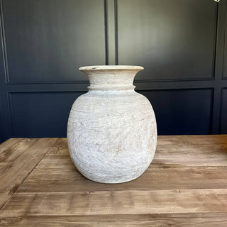 Antique Neutral Primitive Wooden Vase